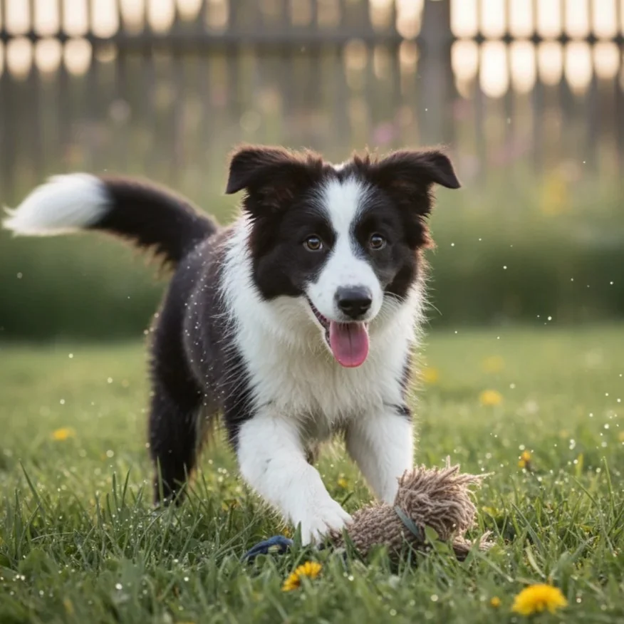 Cachorro com badge de adestramento - sistema gamificado de treino